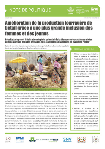 Amélioration de la production fourragère de bétail grâce à une plus grande inclusion des femmes et des jeunes