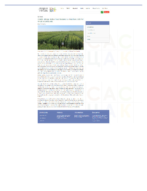 CAC e- Newsletter October, 2013: Climate change makes heat tolerance a must-have trait for wheat in Central Asia