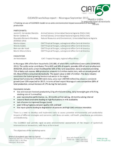 CLEANED workshop report – Nicaragua September 2017.