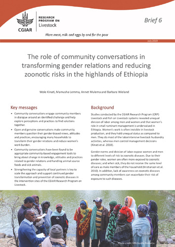 The role of community conversations in transforming gender relations and reducing zoonotic risks in the highlands of Ethiopia