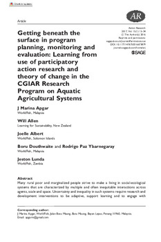 Getting beneath the surface in program planning, monitoring and evaluation: Learning from use of participatory action research and theory of change in the CGIAR Research Program on Aquatic Agricultural Systems