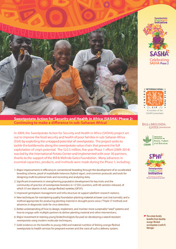 Sweetpotato Action for Security and Health in Africa (SASHA) Phase 2: Continuing to make a difference in sub-Saharan Africa!