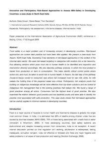 Innovative and participatory risk-based approaches to assess milk-safety in developing countries: a case study in North East India