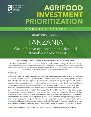Tanzania: Cost effective options for inclusive and sustainable development