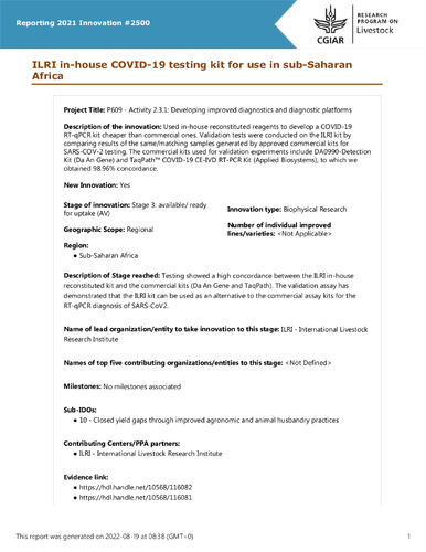 ILRI in-house COVID-19 testing kit for use in sub-Saharan Africa