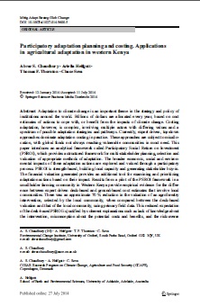 Participatory adaptation planning and costing. Applications in agricultural adaptation in western Kenya