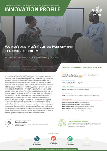Women’s and Men’s Political Participation Training Curriculum