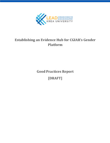 Establishing an evidence hub for CGIAR's GENDER Platform