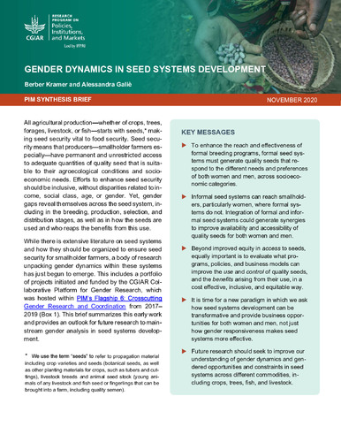 Gender dynamics in seed systems development