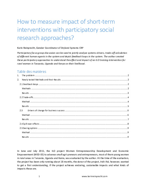 Participatory systems analysis methods to measure impact