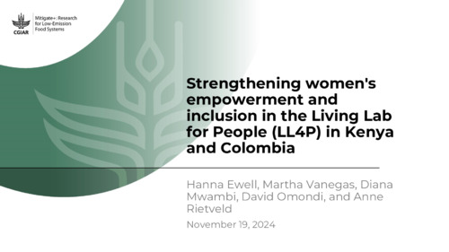 Strengthening women's empowerment and inclusion in the Living Lab for People (LL4P) in Kenya and Colombia