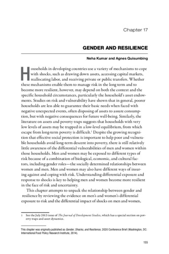 Gender and resilience