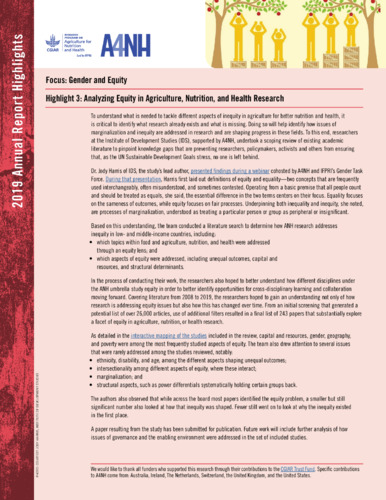 A4NH 2019 annual report highlights: Gender