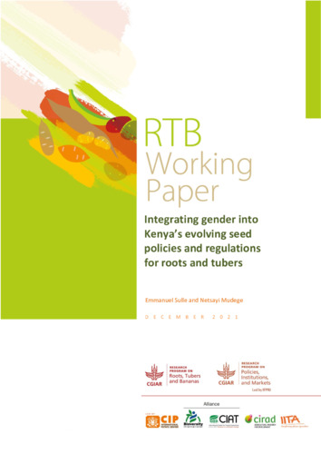 Integrating gender into Kenya’s evolving seed policies and regulations for roots and tubers