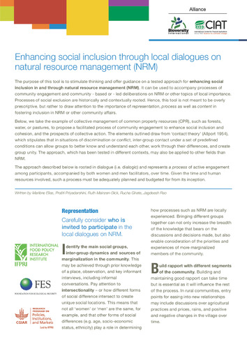 Enhancing social inclusion through local dialogues on natural resource management (NRM)