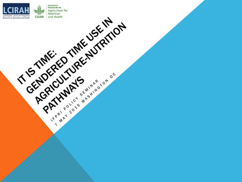 It is Time: Gendered Time Use in Agriculture-Nutrition Pathways