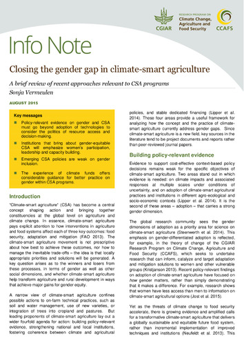 Closing the gender gap in climate-smart agriculture