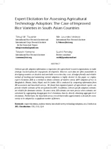 Expert Elicitation for Assessing Agricultural Technology Adoption: The Case of Improved Rice Varieties in South Asian Countries