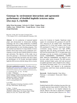 Genotype by environment interactions and agronomic performance of doubled haploids testcross maize (Zea mays L.) hybrids