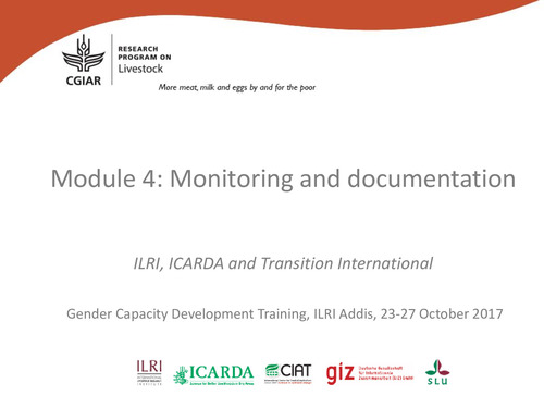 Gender Capacity Development Training Module 4: Monitoring and documentation