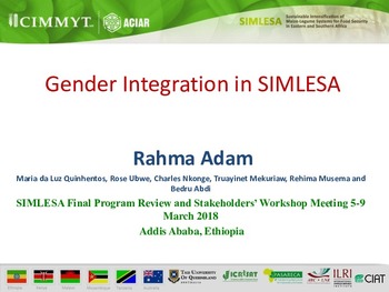 Gender integration in SIMLESA (Part 2)