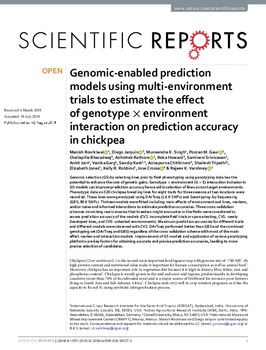 Genomic-enabled prediction models using multi-environment trials to estimate the effect of genotype × environment interaction on prediction accuracy in chickpea