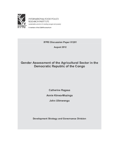 Gender assessment of the agricultural sector in the Democratic Republic of the Congo