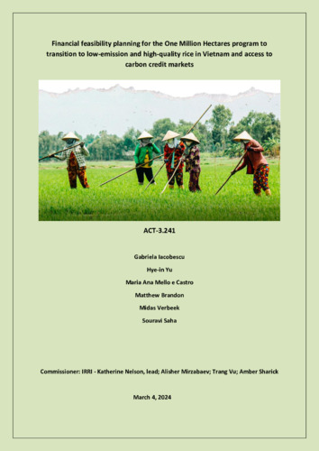 Financial feasibility planning for one million hectares program to transition to low-emission rice in Vietnam and access to carbon credit markets