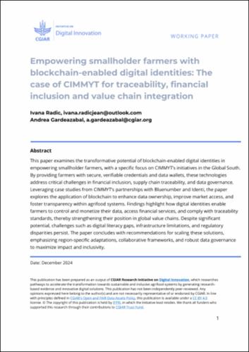 Empowering smallholder farmers with blockchain-enabled digital identities: The case of CIMMYT for traceability, financial inclusion and value chain integration