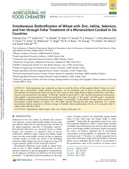 Simultaneous biofortification of wheat with zinc, iodine, selenium, and iron through foliar treatment of a micronutrient cocktail in six countries