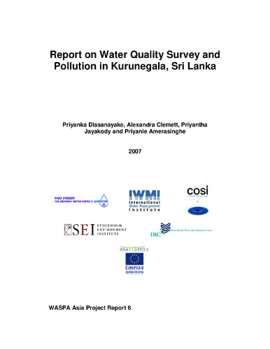 Report on water quality survey and pollution in Kurunegala, Sri Lanka