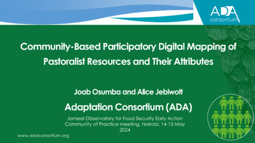 Community-Based Participatory Digital Mapping of Pastoralist Resources and Their Attributes