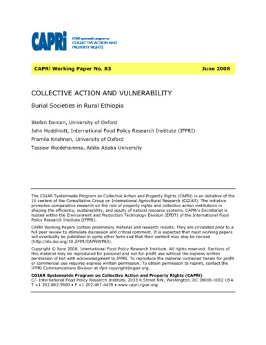 Collective action and vulnerability: Burial societies in rural Ethiopia