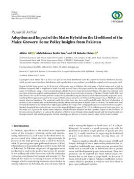 Adoption and impact of the maize hybrid on the livelihood of the maize growers: some policy insights from Pakistan