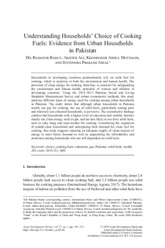 Understanding households’ choice of cooking fuels: evidence from urban households in Pakistan