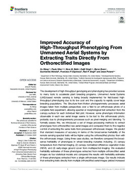 Improved accuracy of high-throughput phenotyping from unmanned aerial systems by extracting traits directly from orthorectified images