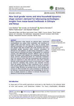 How local gender norms and intra-household dynamics shape women’s demand for laborsaving technologies: insights from maize-based livelihoods in Ethiopia and Kenya