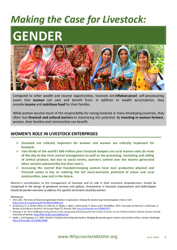 Making the case for livestock: Gender