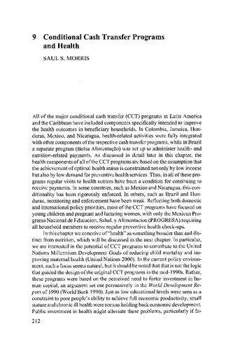 Conditional cash transfer programs and health