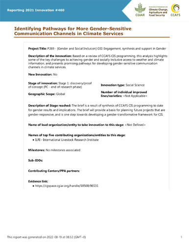 Identifying Pathways for More Gender-Sensitive Communication Channels in Climate Services