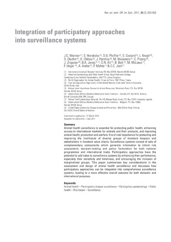 Integration of participatory approaches into surveillance systems