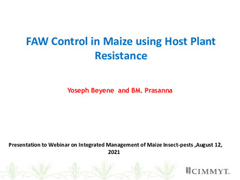 FAW Control in Maize using Host Plant Resistance