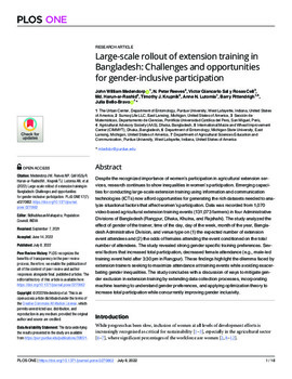 Large-scale rollout of extension training in Bangladesh: Challenges and opportunities for gender-inclusive participation