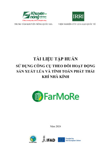 Tài liệu tập huấn: Sử dụng công cụ theo dõi hoạt động sản xuất lúa và tính toán phát thải khí nhà kính FarMoRe