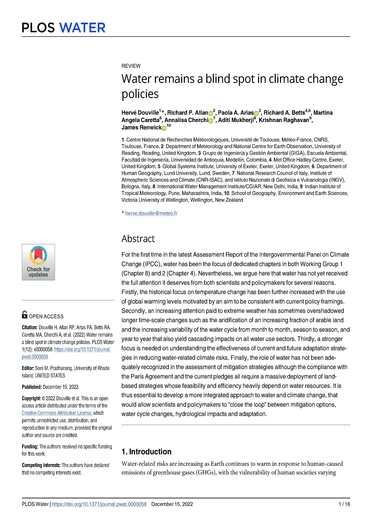 Water remains a blind spot in climate change policies