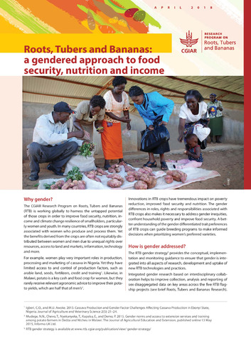 Roots, Tubers and Bananas: a gendered approach to food security, nutrition and income.