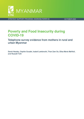 Poverty and food insecurity during COVID-19: Telephone survey evidence from mothers in rural and urban Myanmar