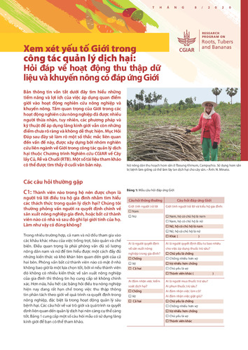 Considering gender in pest and disease management: FAQs for gender-responsive data collection and extension work (Vietnamese).