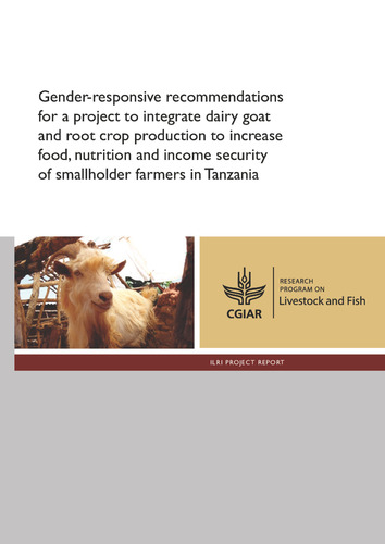 Gender-responsive recommendations for a project to integrate dairy goat and root crop production to increase food, nutrition and income security of smallholder farmers in Tanzania