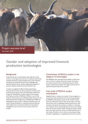 Gender and adoption of improved livestock production technologies